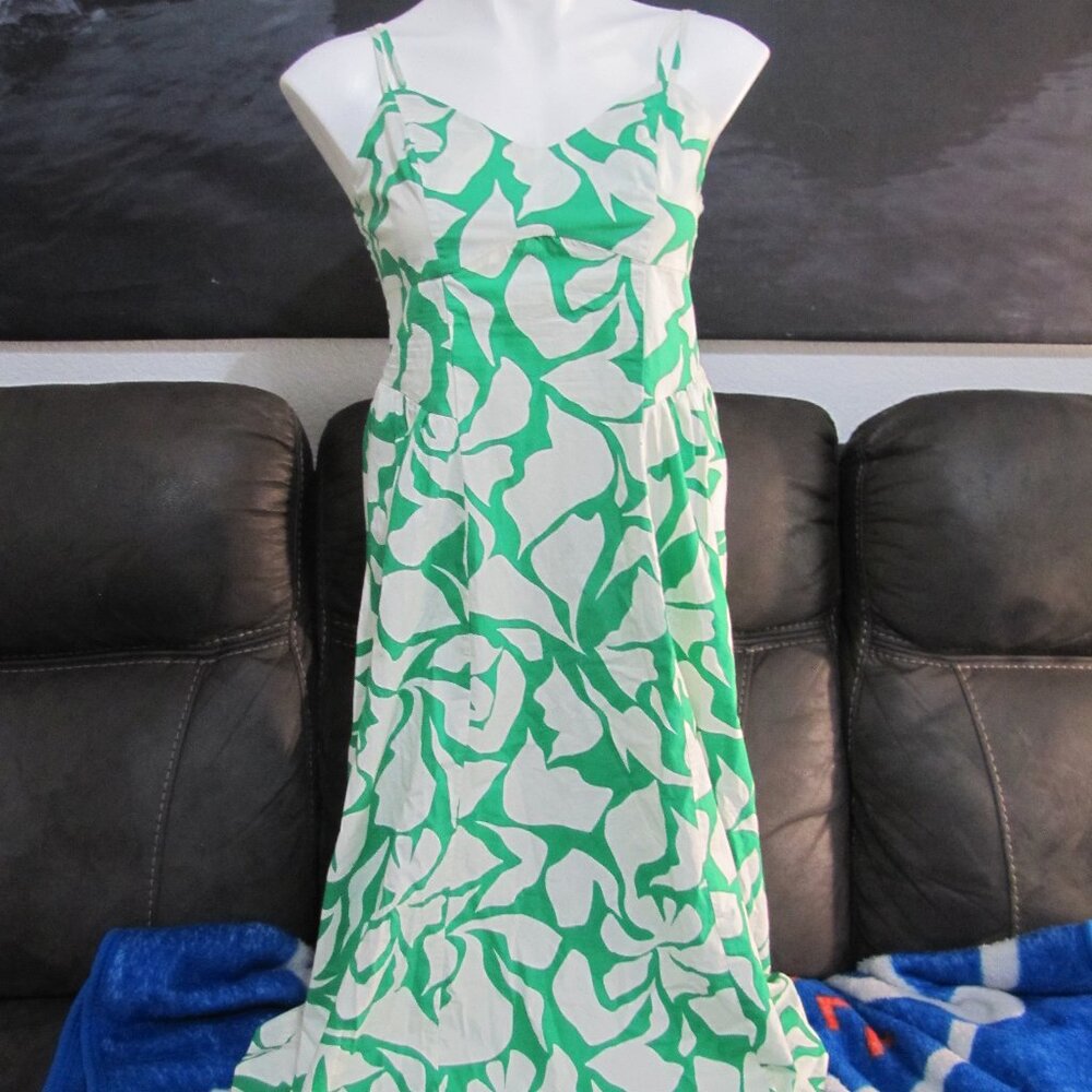 Green and White Floral Print Maxi Dress – Spaghetti Strap Summer Beach Dress